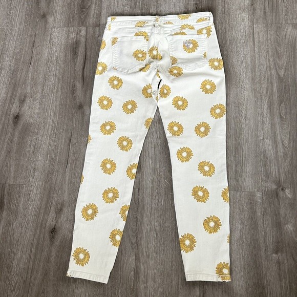 Women’s GUESS Collection Floral Skinny Ankle Jean Sunflower Cropped Pants Sz 30 - Picture 10 of 15